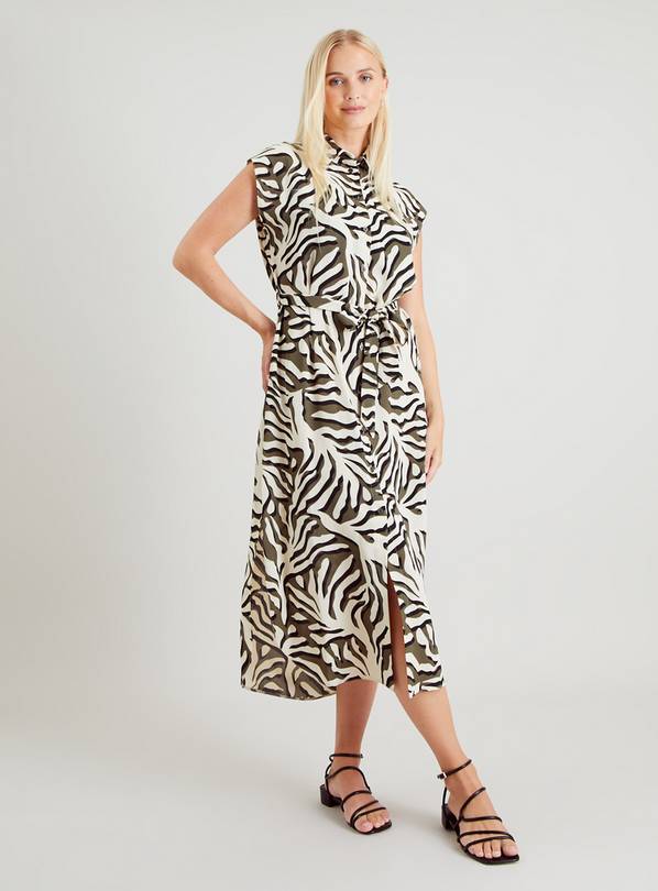 Palm print shirt dress sale